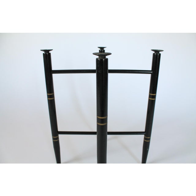 Vintage Black and Gold Painted Wood Foldable Side Table Base For Sale In Milwaukee - Image 6 of 10