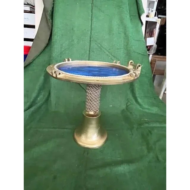 Gold Port Hole Side Table - Custom Made For Sale - Image 8 of 9