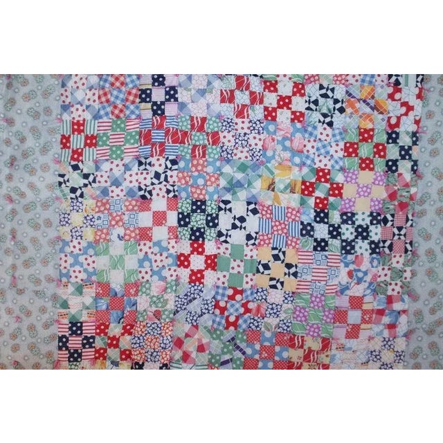 Blue Mounted Postage Stamp Crib Quilt From Pennsylvania For Sale - Image 8 of 9