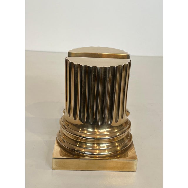 Pair of brass bookends representing columns For Sale - Image 10 of 12
