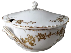 French Tureen in White Porcelain and Gold Decoration from Haviland & Co., 1902