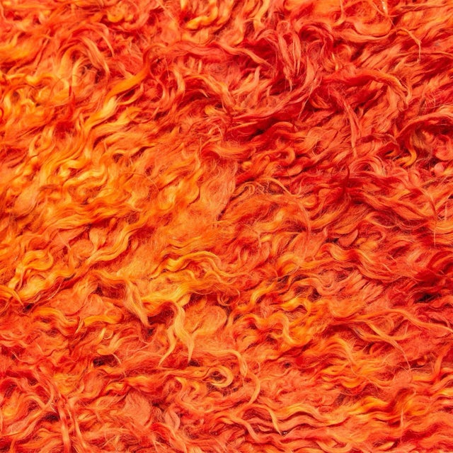 Turkish Hand Knotted Orange Wool Rug, 1980s For Sale - Image 11 of 18