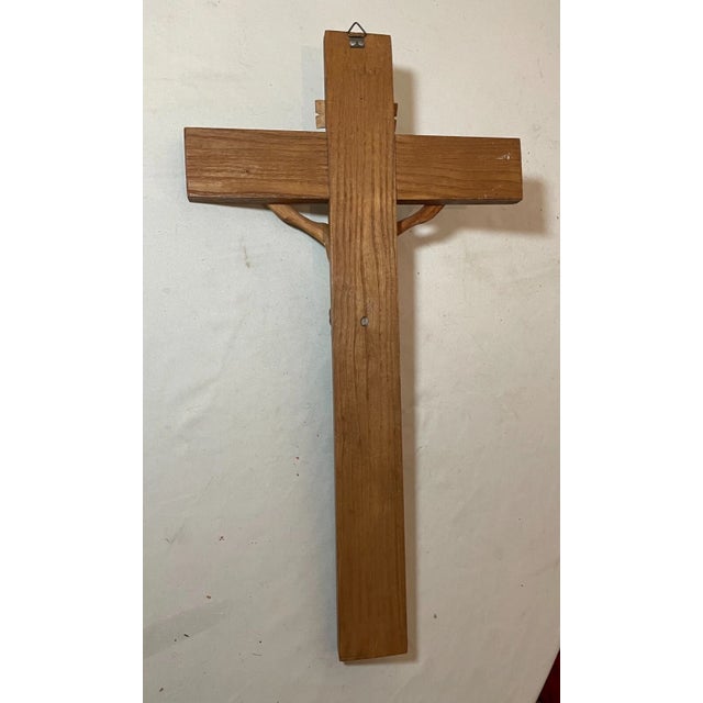 Antique Hand Carved Wood Religious Jesus Christ Crucifix Cross Sculpture God For Sale - Image 12 of 14