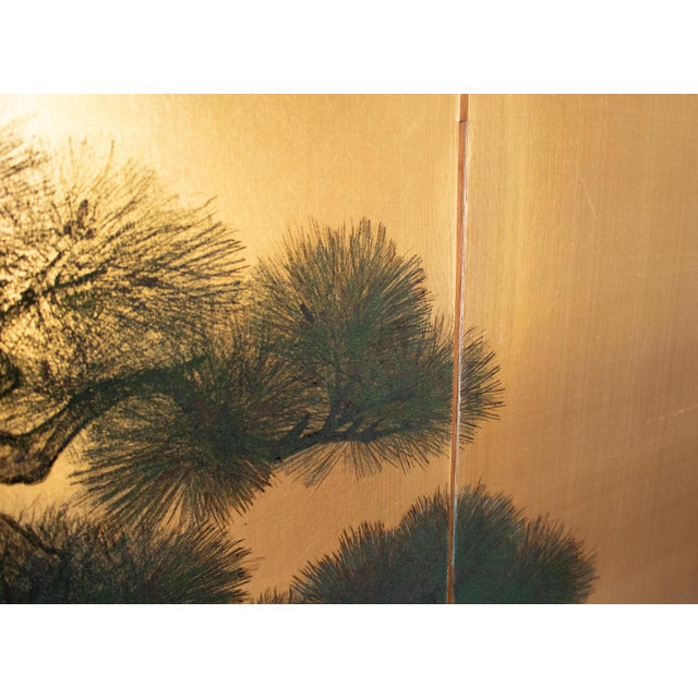 1960s "Evergreen Pine Tree", Shōwa Era Japanese Byobu Screen For Sale - Image 13 of 18