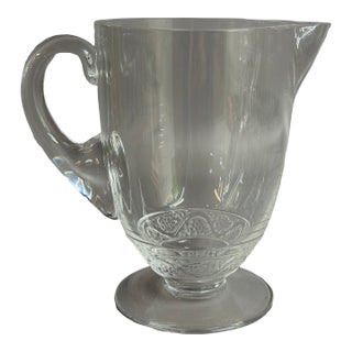 1990s Art Deco Lalique France Phalsbourg Pattern Crystal Pitcher For Sale