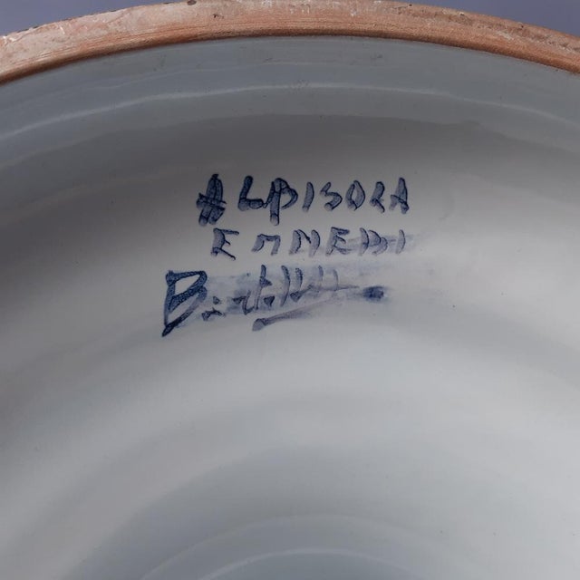 Blue Large Column with Albissola Majolica Vase from Emmebi, 1960, Set of 2 For Sale - Image 8 of 17