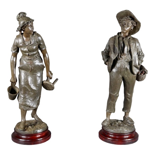 Henri Weiss, Male & Female Sculptures, Late 19th Century, Regula, Set of 2 For Sale