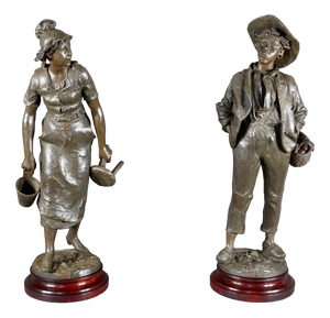 Henri Weiss, Male & Female Sculptures, Late 19th Century, Regula, Set of 2