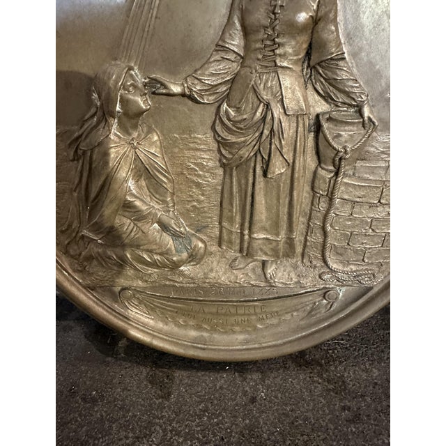 Oval Bronze Plaque by Narcisse Cotte, 1885 For Sale - Image 6 of 8