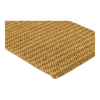 Part & Parcel Goods Jute Braid Runner, 2’6”x12’, Mustard and Olive Stripe For Sale