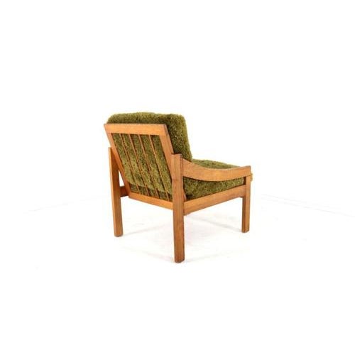 Wood Pine Armchair with Green Upholstery, 1970s For Sale - Image 7 of 16
