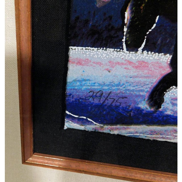 Purple Earl Biss "Horse Thieves at Dusk" Purple Color Sky Custom Framed Hand Signed For Sale - Image 8 of 9