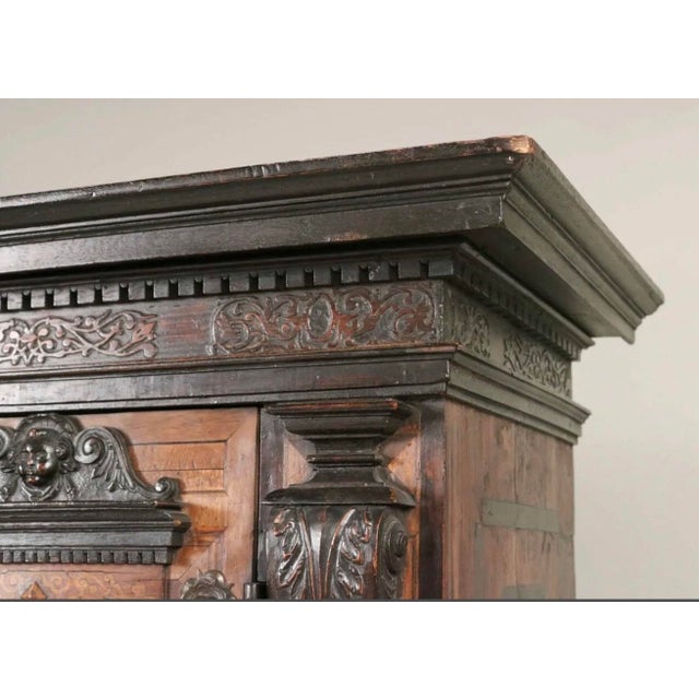 19th Century Italian Renaissance Revival Walnut, Intarsia & Marble Cabinet For Sale In New York - Image 6 of 12