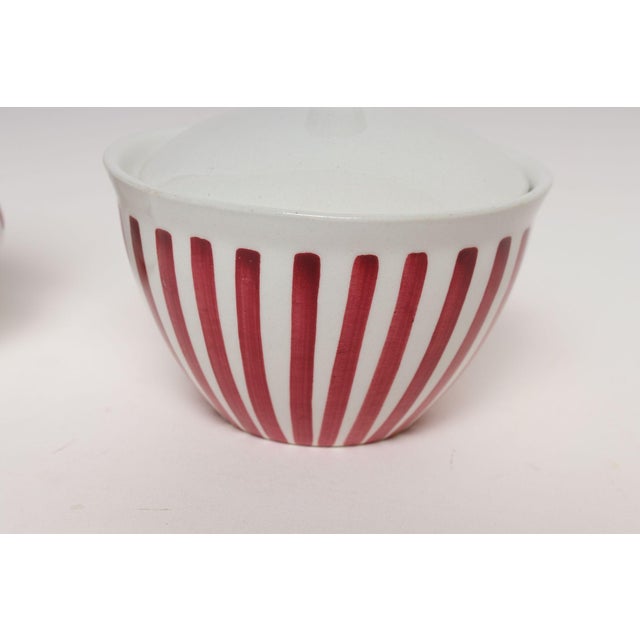Swedish Ceramic Red Stripe Sugar and Creamer by Karin Björquist for Gustavsberg For Sale - Image 10 of 14