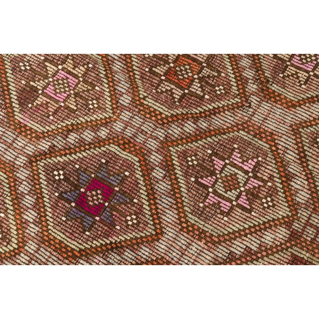 Geometric Wool Tribal Area Kilim For Sale - Image 10 of 10