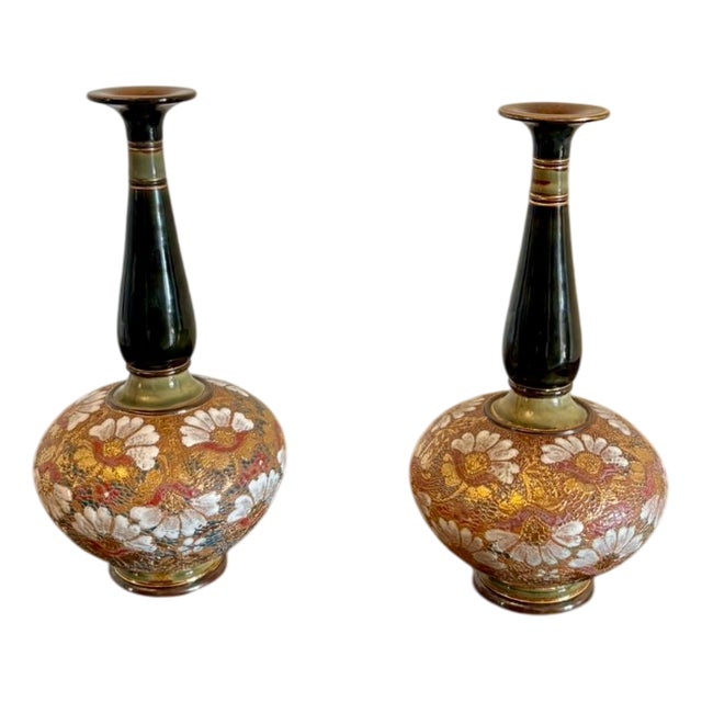Slater Stoneware Vases from Royal Doulton, 1880s, Set of 2 For Sale