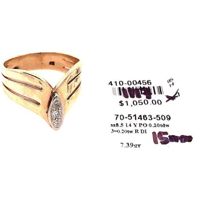 Metal 14 Karat Yellow and White Gold Diamond Center Contemporary Ring, Size 8.5 For Sale - Image 7 of 11