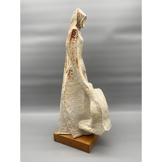 Leandro Lega, Abstract Faenza Sculpture, 1981, Ceramic on Wooden Base For Sale - Image 6 of 14