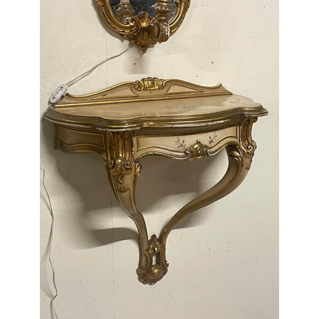 Wall-Mounted Console Tables with Mirrors and Wall Lamps, 1940s, Set of 4 For Sale - Image 16 of 18
