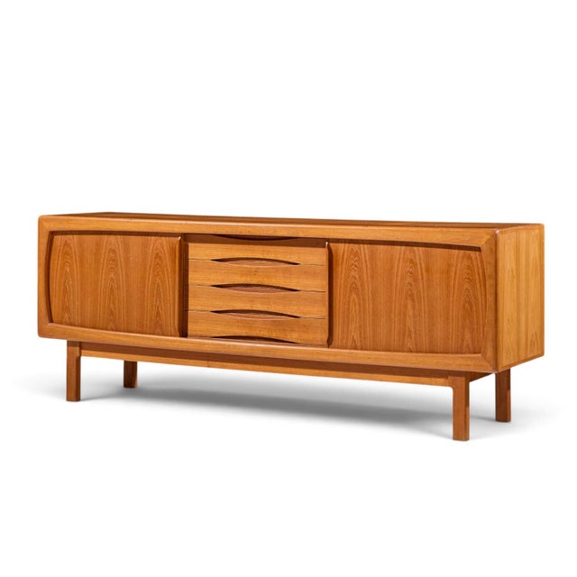 Mid-Century Modern Hp Hansen Mid Century Danish Teak Sliding Door Credenza For Sale - Image 3 of 11