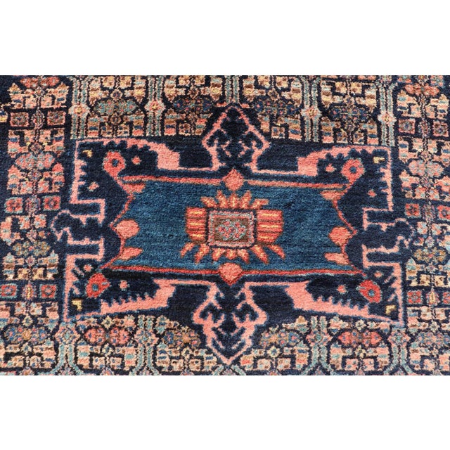 Antique Bibiakabad Rug With Layered Medallion and Geometric Design in Background For Sale - Image 9 of 12