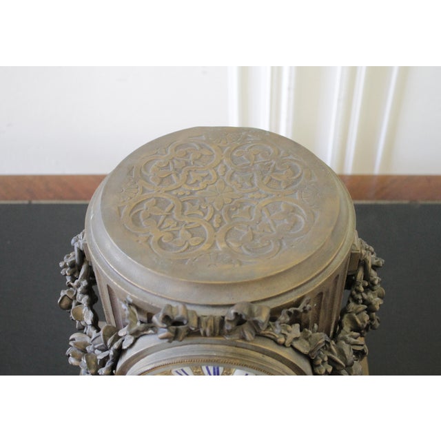 French 19th Century Gilt Bronze and Rose Swags French Mantle Clock For Sale - Image 3 of 13