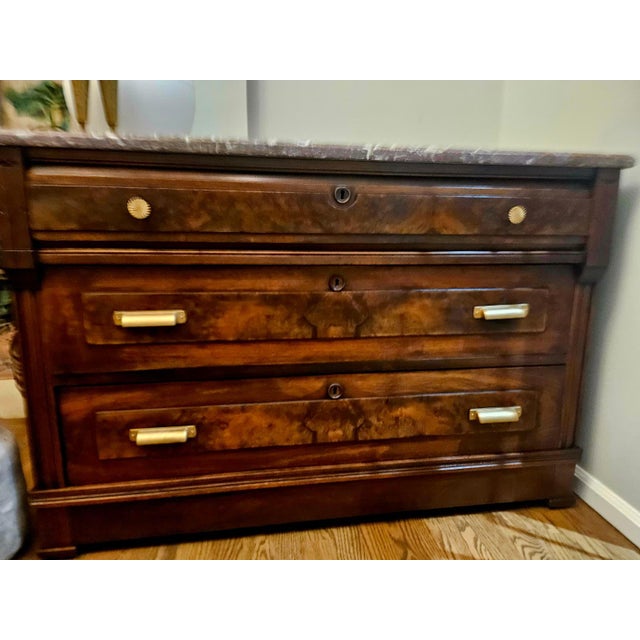 For your consideration is this exceptional 19th-century Louis-Philippe-style chest of drawers (commode), circa 1840–1860....