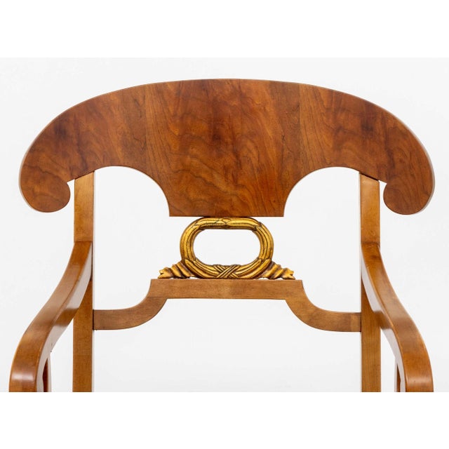 Neoclassical Henredon Furniture Neoclassical Style Burl Maple Armchair For Sale - Image 3 of 9