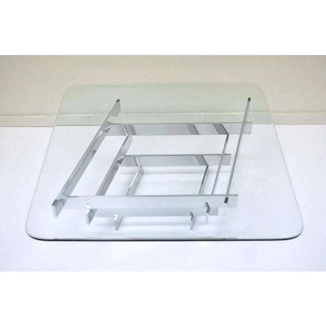 Mid-Century Modern Vintage Paul Mayen Habitat Mid Century Modern Stacked Chrome Glass Coffee Table For Sale - Image 3 of 11