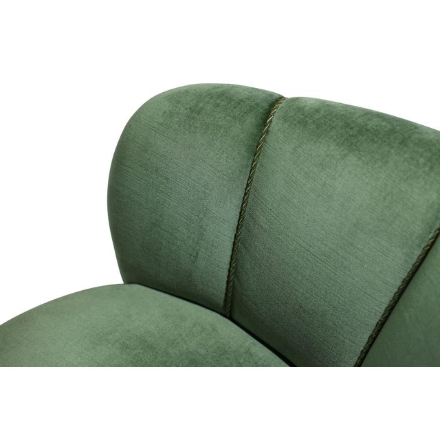 Flemming Lassen 1930s Danish Deco Curved Back Settee in Original Green Mohair For Sale - Image 11 of 13