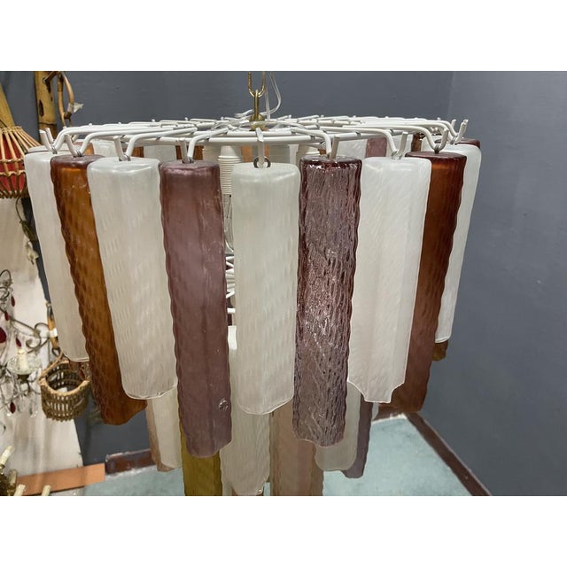 Large Murano Glass Tube Chandelier, 1980s For Sale - Image 9 of 11