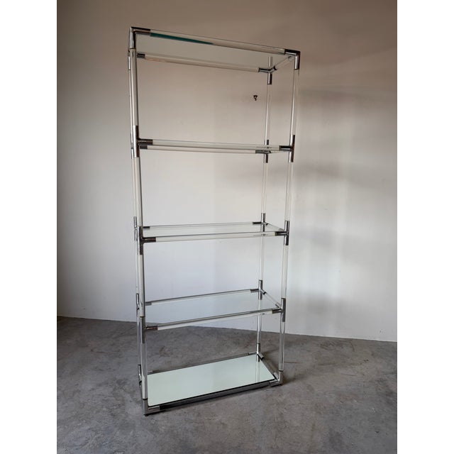 1970’s Mid-Century Modern Charles Hollis Jones Style Aluminum & Glass Five-Tier Étagère Display Shelf For Sale - Image 13 of 13