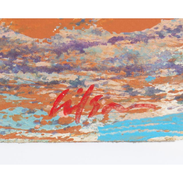 A 1980s acrylic on paper landscape painting, titled Route South, by the American artist Harry Hilson (1935-2004). This...