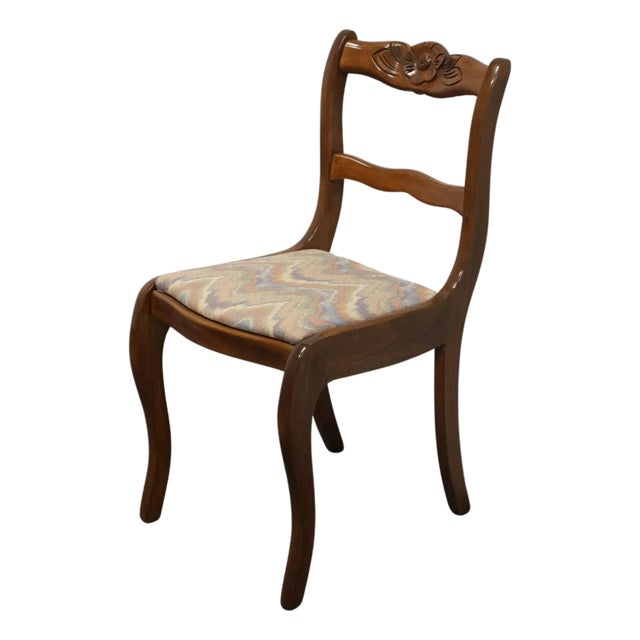 Vintage Antique Solid Mahogany Traditional Sheraton Duncan Phyfe Style Rose Back Dining Side Chair For Sale