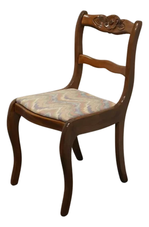 Vintage Antique Solid Mahogany Traditional Sheraton Duncan Phyfe Style Rose Back Dining Side Chair