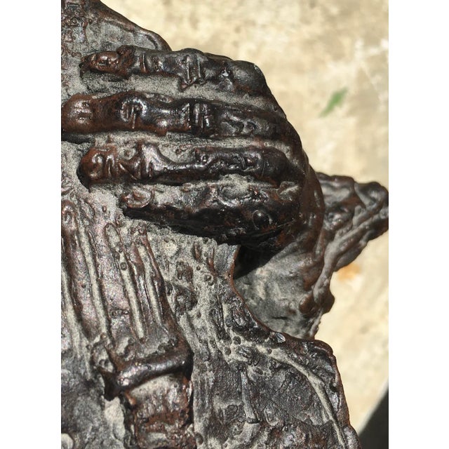 Oxblood Red 1950s Metal Bust Sculpture of a Violinist For Sale - Image 8 of 11