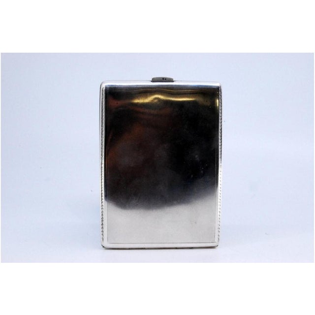 Silver Cigarette Case with Edge Borders and Hinged Lid For Sale - Image 4 of 10