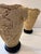 Beige Pair of Carved Composite Elephant Vases on Black Bases For Sale - Image 8 of 10