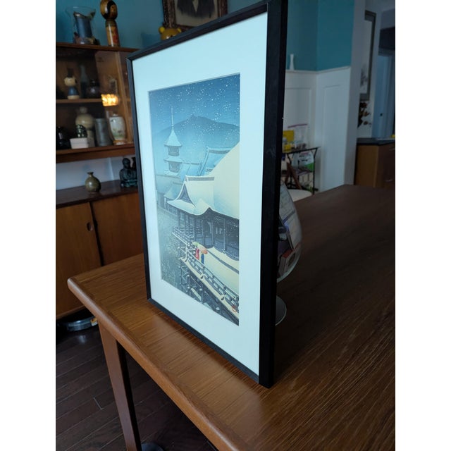 Vintage Japanese Kawase Hasui Woodblock Print: Spring Snow at Kiyomizu, Kyoto For Sale - Image 12 of 12