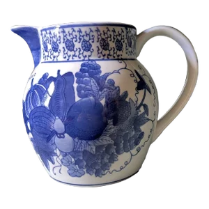 Vintage Blue & White Ceramic Pitcher
