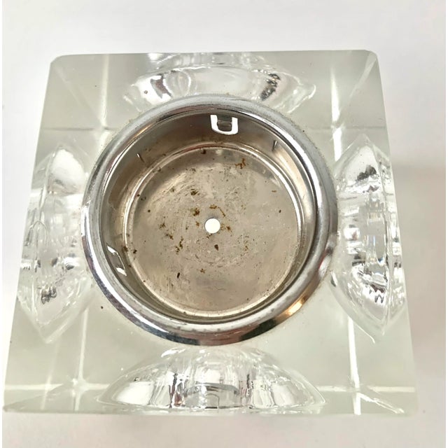 Glass Vintage Large Square Modern Contemporary Refillable Crystal Table Lighter For Sale - Image 7 of 11