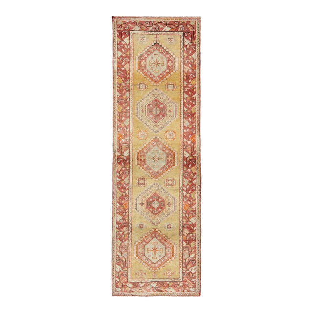 Vintage Turkish Oushak Runner - 3'2 X 10' For Sale