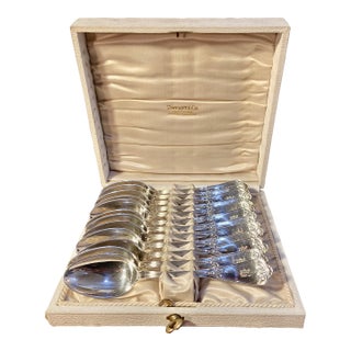 Set of 12 Antique Tiffany & Co. Sterling Silver "Beekman" Pattern Spoons in Original Box Pat., 1868 For Sale