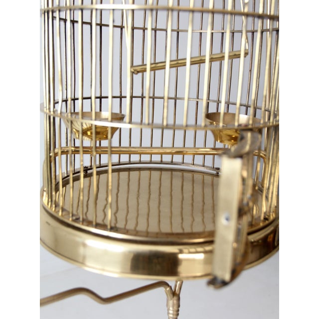 Mid-Century Modern Vintage Brass Bird Cage With Stand For Sale - Image 3 of 12