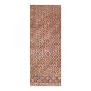 Vintage Turkish Rug, Beige Field With Red Diamond Geometric Motifs - Rug & Kilim For Sale