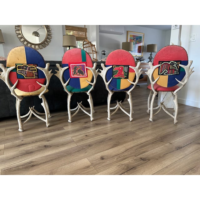 American Set of 4 Vintage Arthur Court Faux-Antler Dining Chairs – Cast Aluminum For Sale - Image 3 of 9