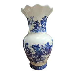 Vintage Victoria Ware Blue and White Stoneware Transferware Vase