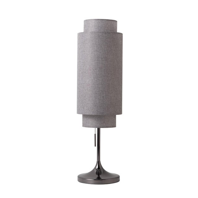 Not Yet Made - Made To Order Lollipop Table Lamp - Black Nickel, Cashmere Gray Linen Shade, on/Off Pull Chain For Sale - Image 5 of 15