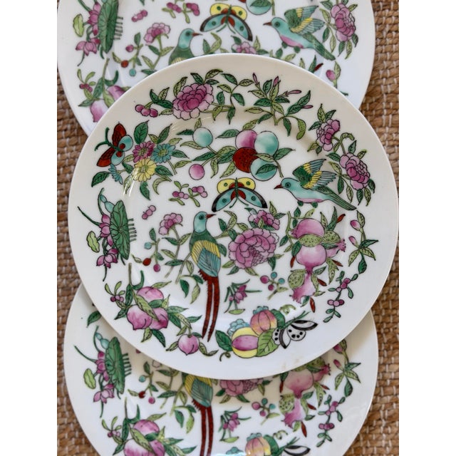 Vintage Chinoiserie Plates, Set of 3 For Sale - Image 4 of 8