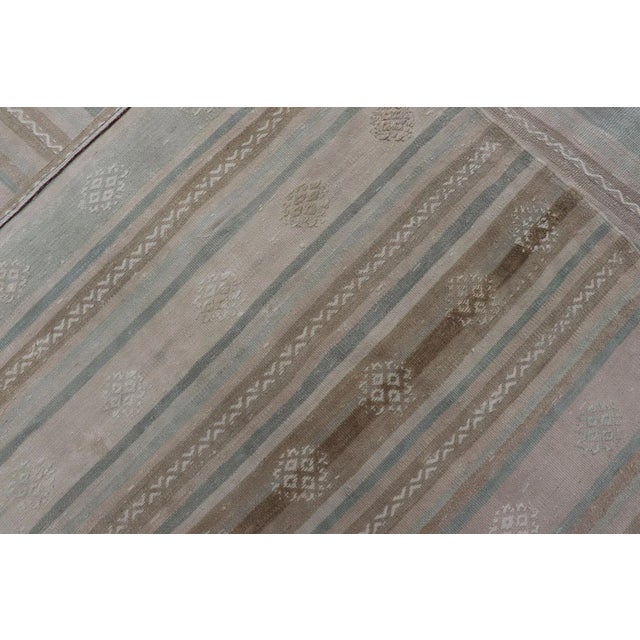 Turkish Vintage Kilim Rug With in Tan, Taupe, Brown, Gray Blue, and Earth Tones For Sale - Image 12 of 13